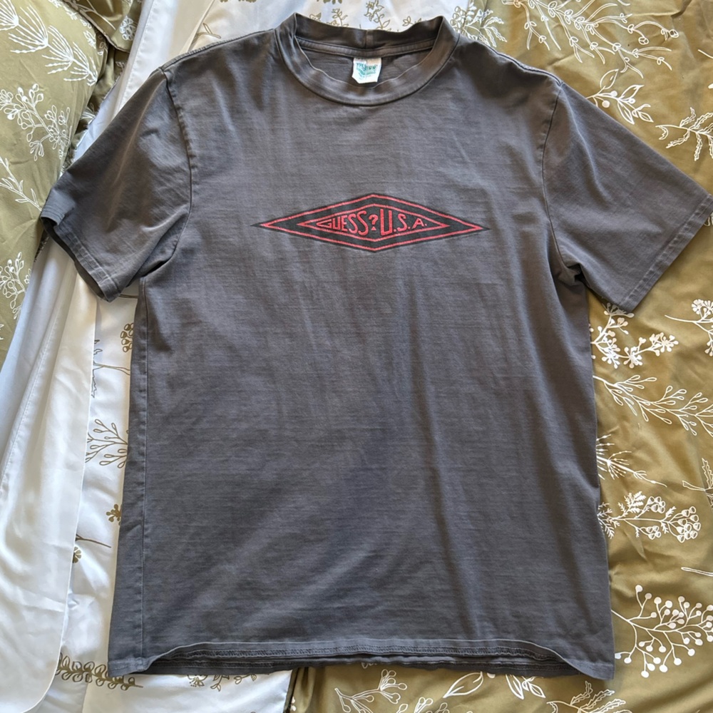 Guess Gray Oversized Vintage Style Tee